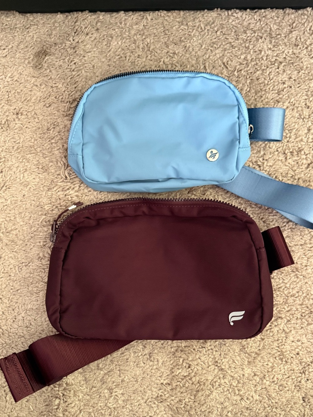 Fabletics & Halara Belt Bag Lot of 2 Burgundy Blue Crossbody Waist Bags